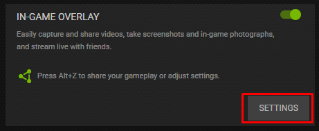 Open the overlay settings