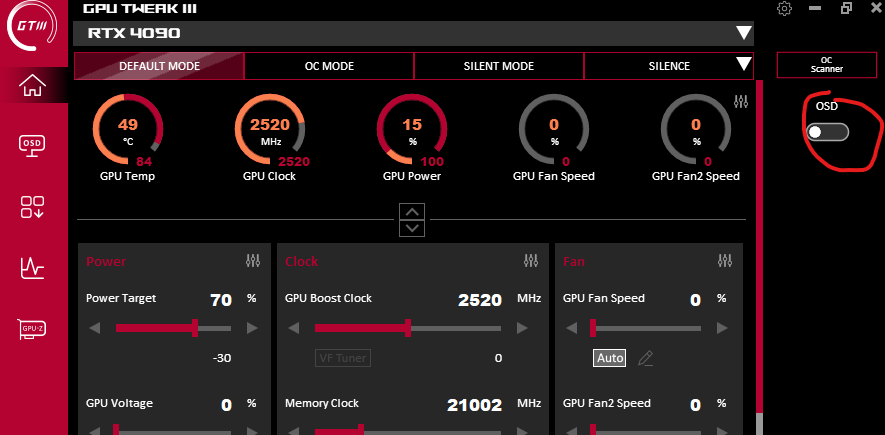 OSD Settings Screenshot
