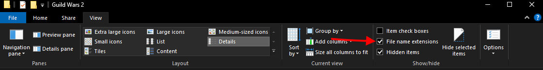 Enable File Name Extensions Screenshot